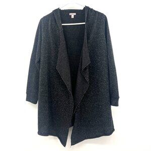 Juicy Couture Terry Open Front Black Shimmer Cardigan Women's Medium